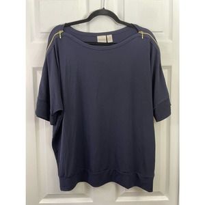 Chico’s Knit Kit Zipper Top navy